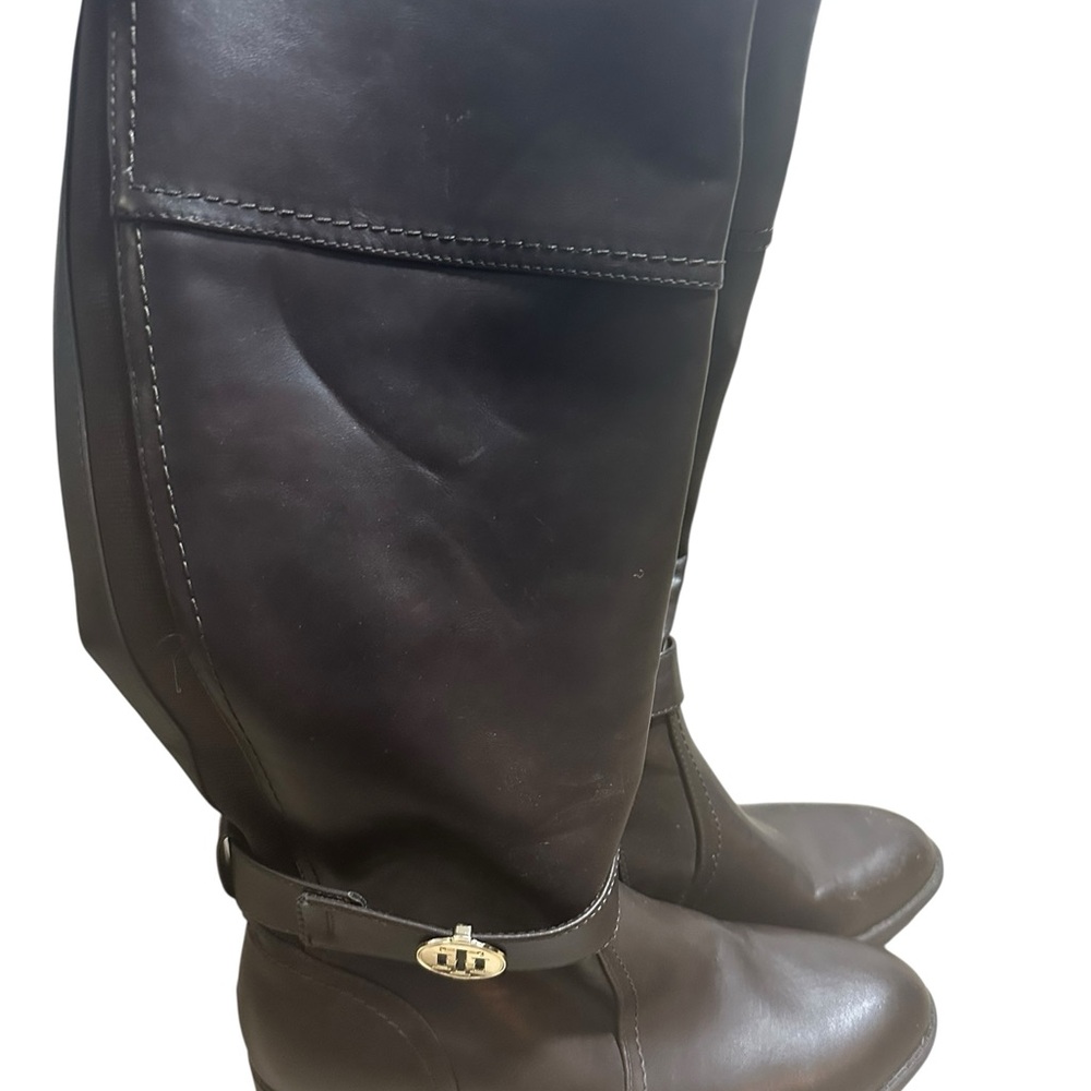 Tommy Hilfiger Brown Leather Riding Boots Women’s 10 - Picture 3 of 6